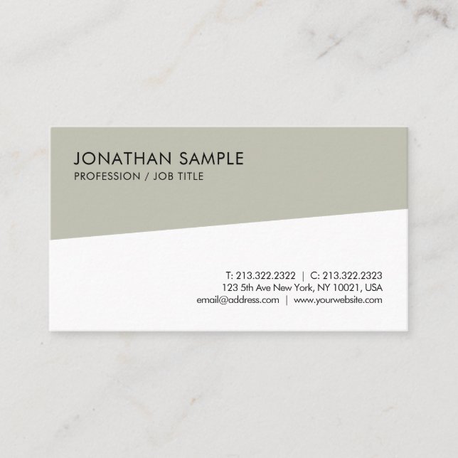 Tarjeta De Visita Profesional simple de moda moderno elegante de la (Anverso)