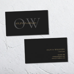 Tarjeta De Visita Profesional simple de oro negro minimalista
