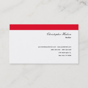 Tarjeta De Visita Profesional Simple Inmobiliaria Blanco Rojo