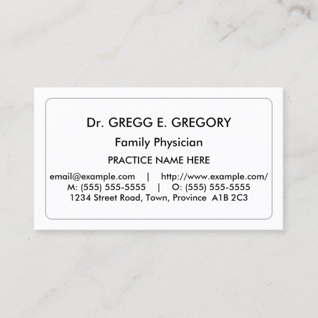 Tarjeta de visita profesional simple, médica (Anverso)
