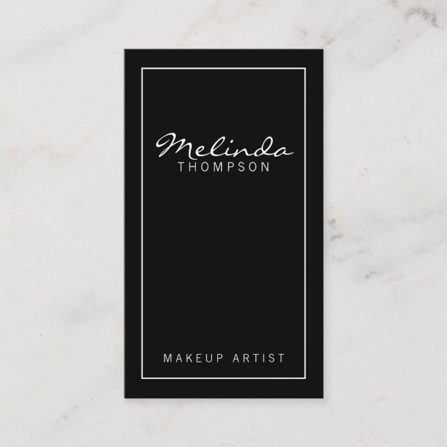 Tarjeta De Visita Profesional Simple Moderno Negro y Blanco (Anverso)