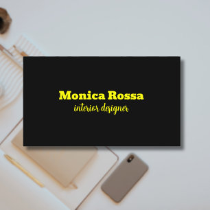 Tarjeta De Visita Profesional Simple Moderno Neon Amarillo Negro