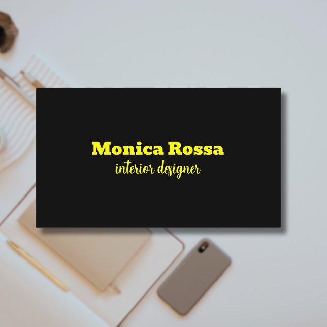 Tarjeta De Visita Profesional Simple Moderno Neon Amarillo Negro (Subido por el creador)