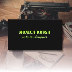 Tarjeta De Visita Profesional Simple Moderno Neon Lime Negro