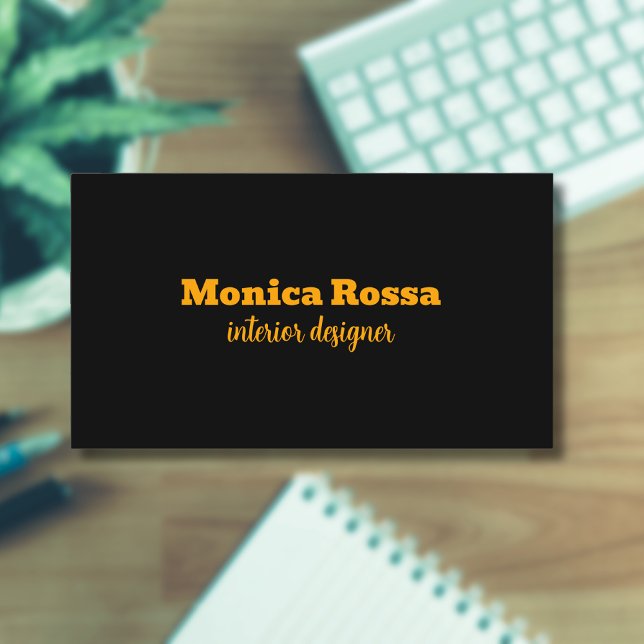 Tarjeta De Visita Profesional Simple Moderno Neon Naranja Negro (Subido por el creador)