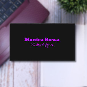 Tarjeta De Visita Profesional Simple Moderno Neon Purple Black