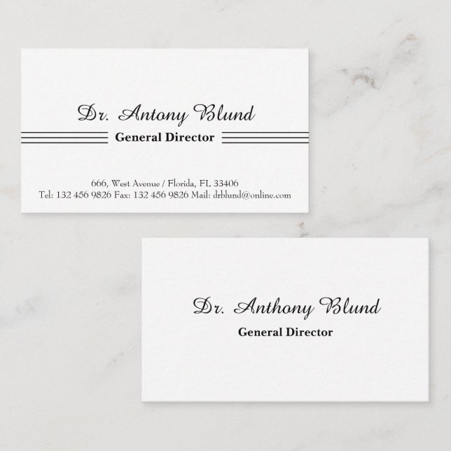 Tarjeta De Visita Profesional Simple Moderno Personalizado (Anverso / Reverso)