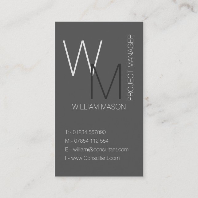 Tarjeta de visita profesional simple monográfica (Anverso)