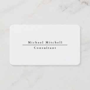 Tarjeta De Visita Profesional Simple Plain Elegante Negro y Blanco