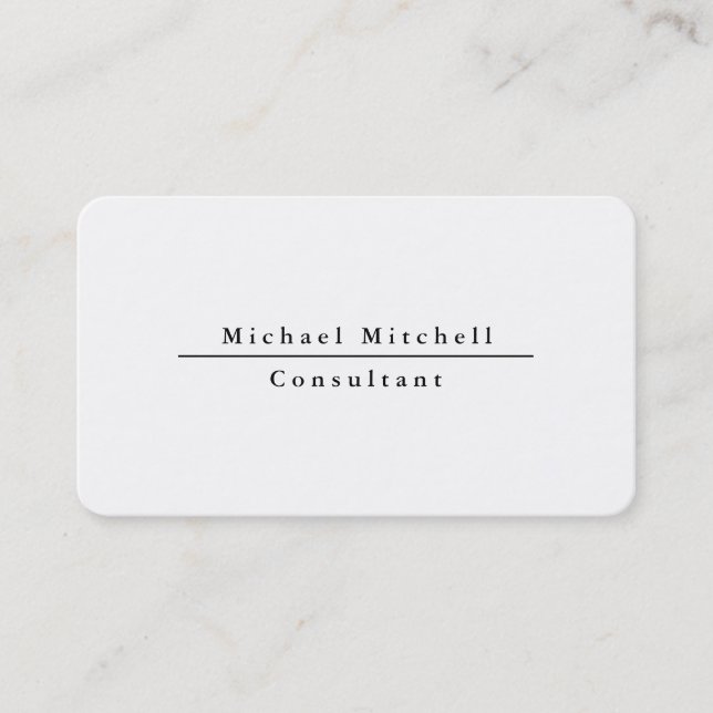 Tarjeta De Visita Profesional Simple Plain Elegante Negro y Blanco (Anverso)