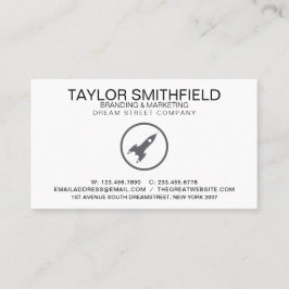 Tarjeta de visita profesional simple Rocket Modern
