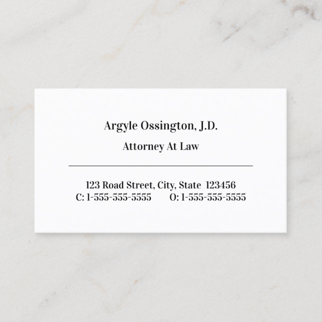 Tarjeta de visita profesional simple y legal (Anverso)
