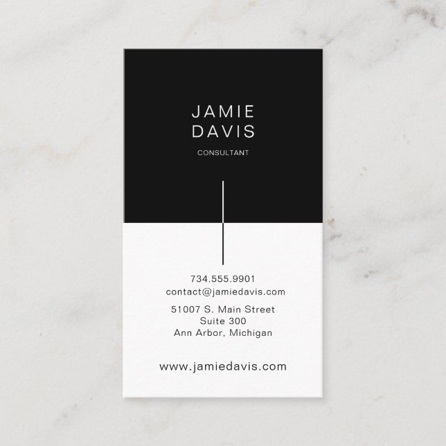 Tarjeta De Visita Profesional simple y moderno en blanco y negro  (Anverso)