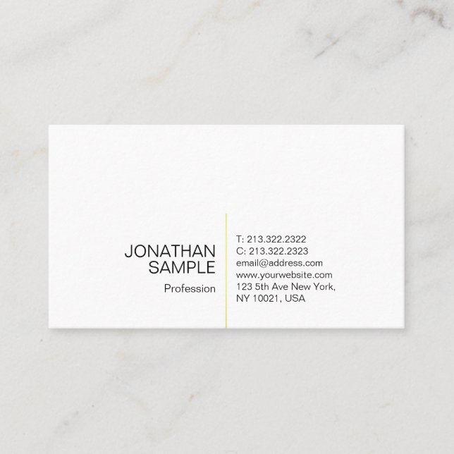 Tarjeta De Visita Profesional Sleek moderno y creativo oro blanco (Anverso)