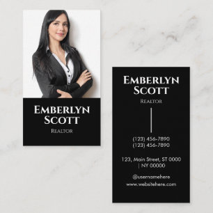 Tarjeta De Visita Profesional Sleek Real Estate Realtor Negrita Negr