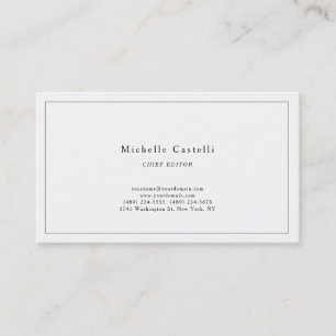 Tarjeta De Visita Profesional Único Clásico Blanco Negro