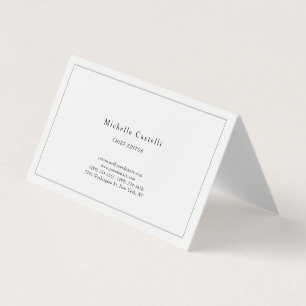 Tarjeta De Visita Profesional Único Clásico Blanco Negro