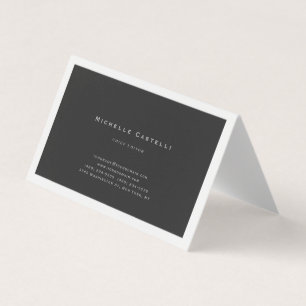 Tarjeta De Visita Profesional Único Clásico Plano Negro Blanco