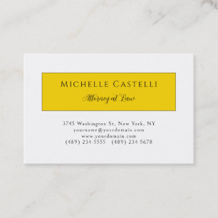 Tarjeta De Visita Profesional Único Clásico Simple Amarillo Blanco