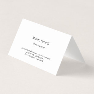 Tarjeta De Visita Profesional Único Clásico Simple Blanco