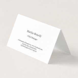 Tarjeta De Visita Profesional Único Clásico Simple Blanco