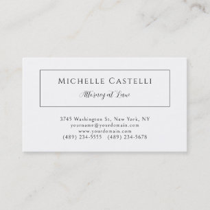 Tarjeta De Visita Profesional Único Clásico Simple Blanco y Negro
