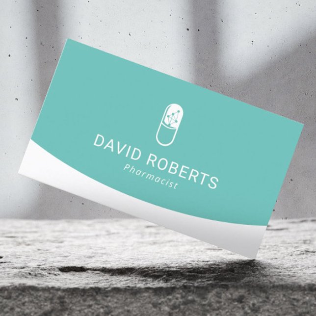 Tarjeta De Visita Profesional Verde azulado del logotipo de píldora  (Subido por el creador)