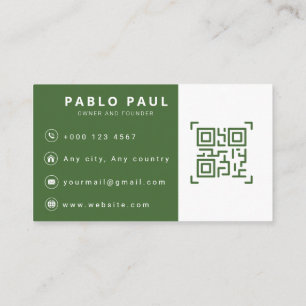 Tarjeta de visita profesional verde bosque minimal