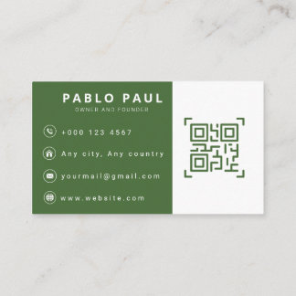 Tarjeta de visita profesional verde bosque minimal