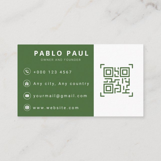 Tarjeta de visita profesional verde bosque minimal (Reverso)