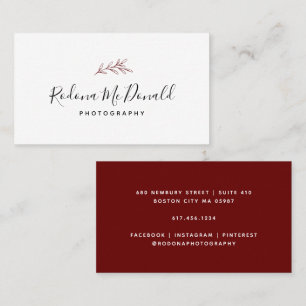Tarjeta De Visita Profesional Verde Burgundy Moderno