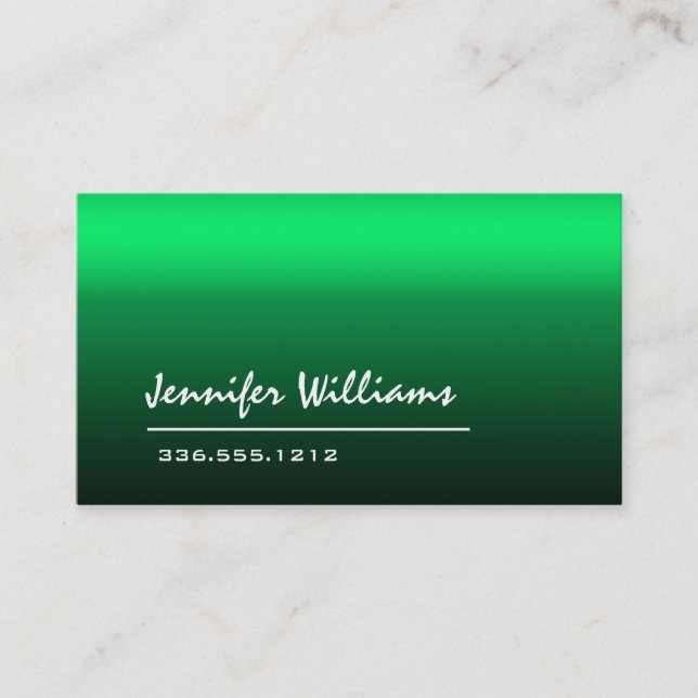 Tarjeta de visita profesional verde simple Minimal (Anverso)