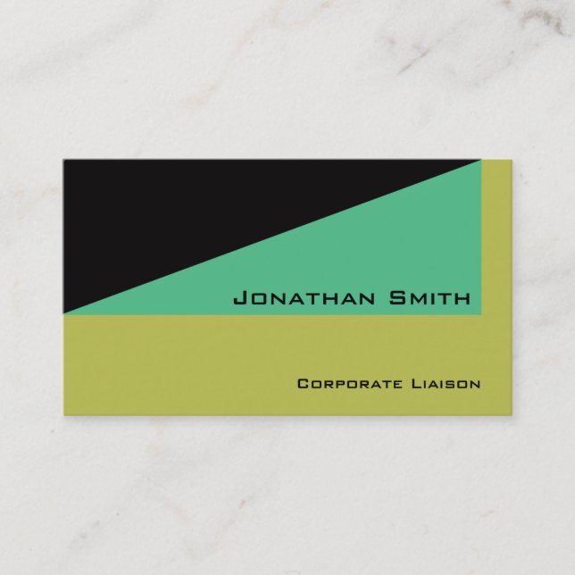 Tarjeta de visita profesional verde simple Minimal (Anverso)