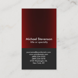 Tarjeta De Visita Profesional vertical rojo gris oscuro único