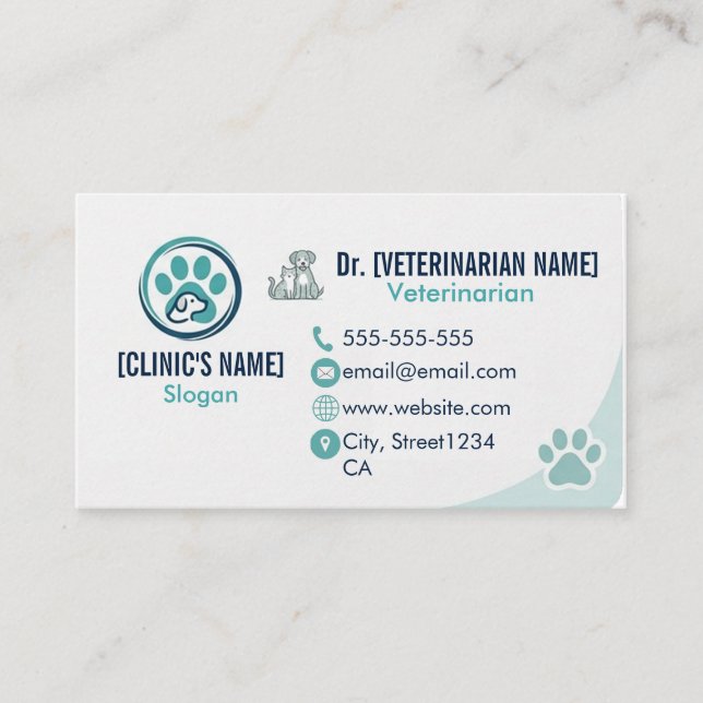 Tarjeta de Visita Profesional Veterinaria (Anverso)