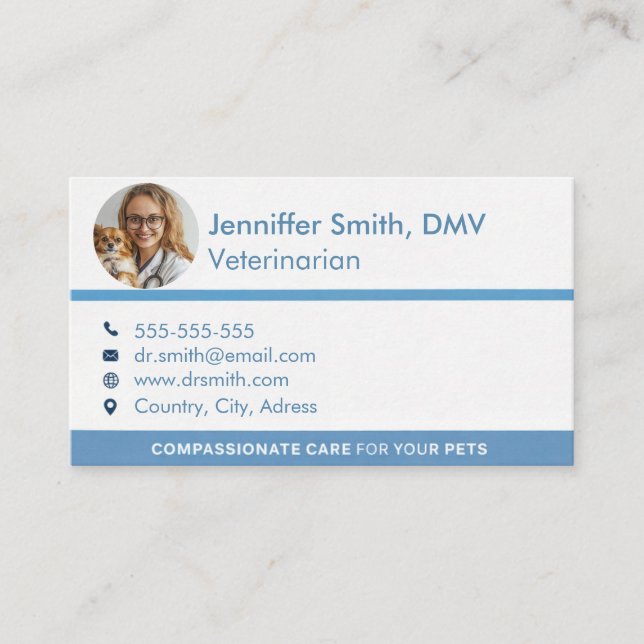 Tarjeta De Visita Profesional Veterinario Personalizable  (Anverso)