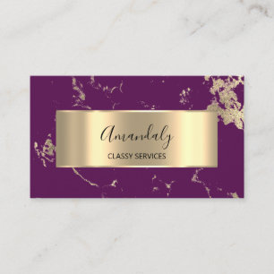 Tarjeta De Visita Profesional VIP Gold Abstrato Marble Purple Berry