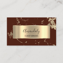 Tarjeta De Visita Profesional VIP Gold Resumen Marble Maroon Bronz