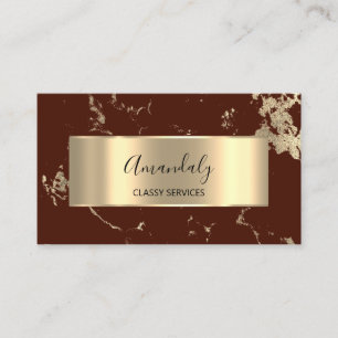 Tarjeta De Visita Profesional VIP Gold Resumen Marble Maroon Bronz