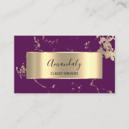 Tarjeta De Visita Profesional VIP Gold Resumen Marble Purple Berry