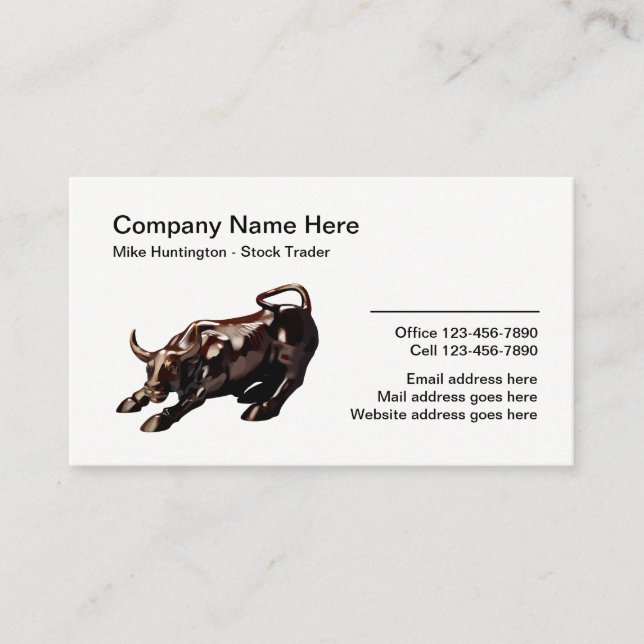 Tarjeta De Visita Profesional Wall Street del comerciante común (Anverso)