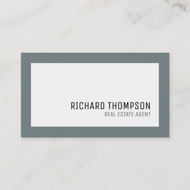 Tarjeta De Visita Profesional y elegante, borde gris, mínimo (Anverso)
