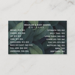 Tarjeta De Visita Profesional y Moda para el Waxing Brasilero y Corp