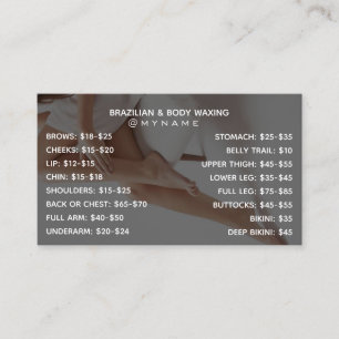 Tarjeta De Visita Profesional y Moda para el Waxing Brasilero y Corp