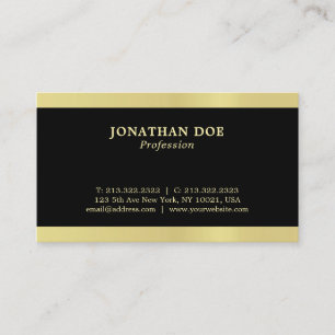 Tarjeta De Visita Profesional y moderno color negro y lujo de oro