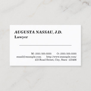 Tarjeta de visita profesional y respetable de abog