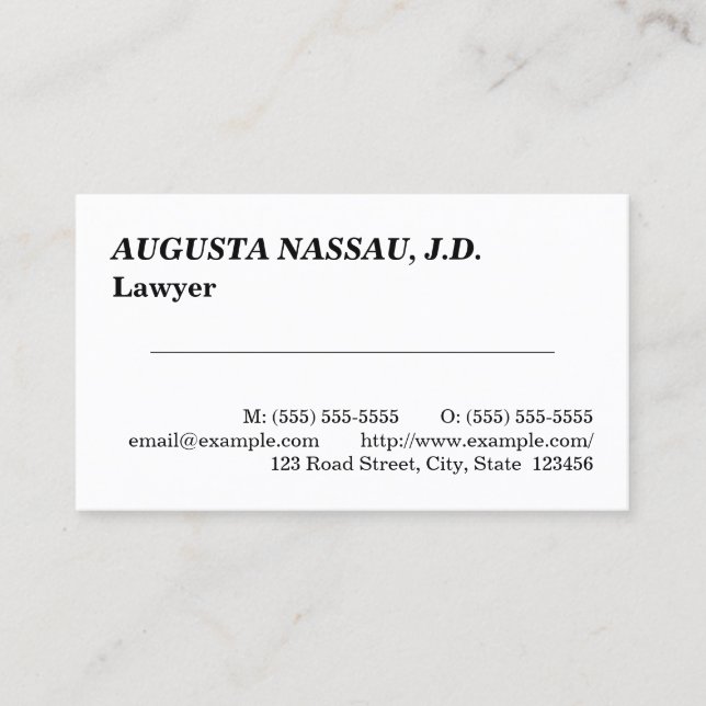 Tarjeta de visita profesional y respetable de abog (Anverso)