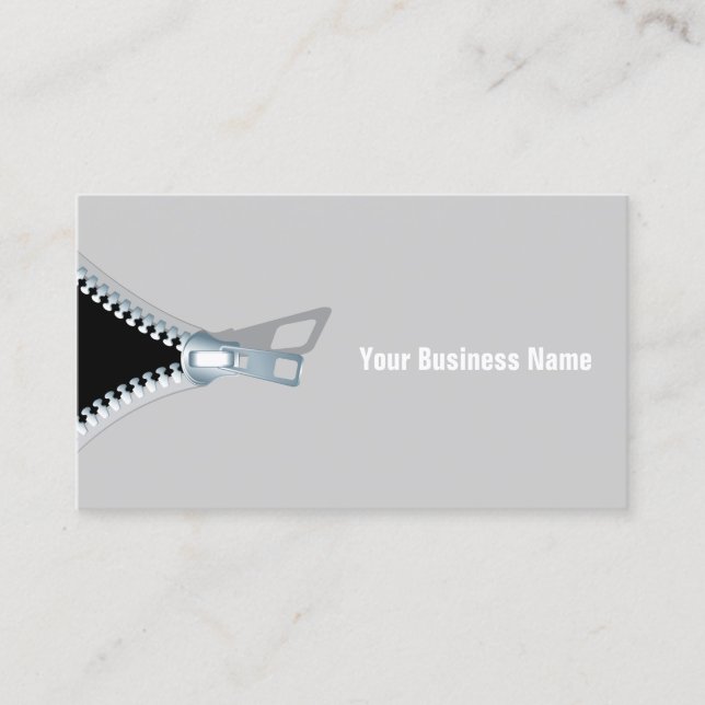 Tarjeta De Visita Profesional Zippered gris creativo (Anverso)