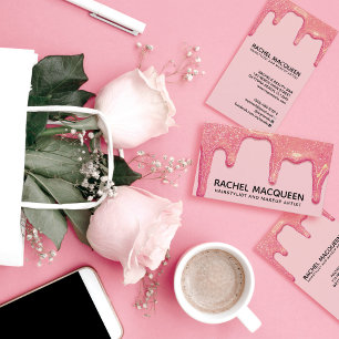 Tarjeta De Visita Profesionales de la belleza de brillo rosa chic