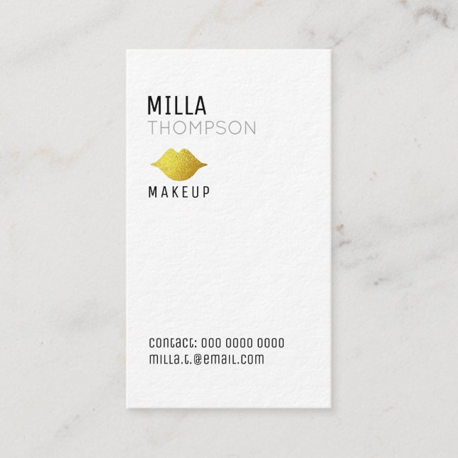Tarjeta De Visita profesionales del salón de maquillaje vertical sim (Anverso)